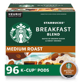 Starbucks Breakfast Blend K-Cup pods in a box for easy mornings.