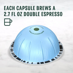 Prepared iced vanilla espresso in a glass with a rich, roasty note.