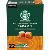 Starbucks Caramel K-Cup pods offer convenient at-home premium coffee in a 22-count box.
