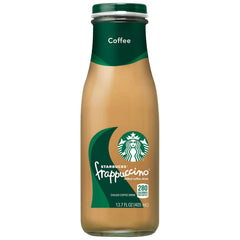 Starbucks Frappuccino bottle label detail highlights arabica coffee.
