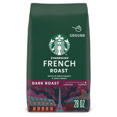 Starbucks French Roast ground coffee beans with bold aroma and caramel notes.