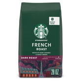Starbucks French Roast whole bean 28oz bag ready for fresh at-home grinding.