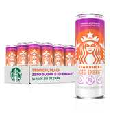 Starbucks Iced Energy Tropical Peach can for refreshing hydration with plant-based caffeine.