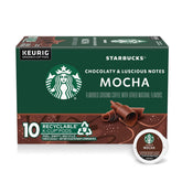 Starbucks Mocha K-Cup pod closeup highlighting rich chocolate flavor.