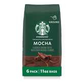 Starbucks Mocha ground coffee bags 11oz pack for easy home brewing.