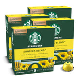 Starbucks Sunsera Blend pods in a Vertuo box for quick, smooth morning coffee.