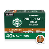 Starbucks Pike Place Roast K-Cup pod close-up beans for a smooth aroma.
