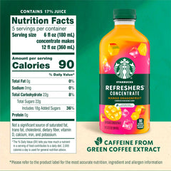 Pouring Starbucks Refreshers concentrate into a glass creates a fruity, refreshing sip.