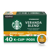 Starbucks Veranda Blend K-Cup box on counter ready for quick morning brew.