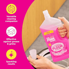 Stardrops Pink Stuff floor cleaner label closeup, shows sealed floor-safe formula.