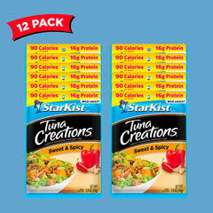 StarKist Sweet and Spicy tuna pouch packaging closeup showing convenient packaging.