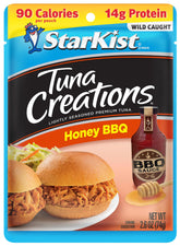 StarKist Tuna Creations Honey BBQ pouch close-up highlighting ready-to-eat protein