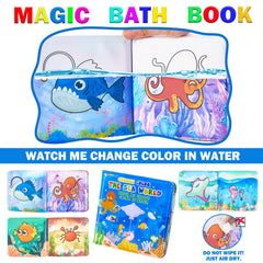 Staroud color-changing bath book reveals patterns when wet.