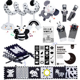 Starrykids black-white sensory toy set car-seat engages newborns with sound and sight