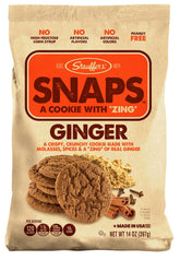 Stauffer's Ginger SNAPS front-pack highlighting bold ginger flavor for snacking