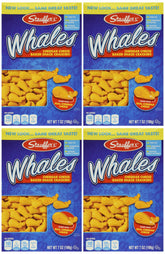 Stauffer's Whales cheddar crackers box front, ready snack for kids.