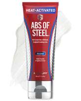 SteelFit Abs of Steel Cream tube ready for easy, non-greasy application before workouts