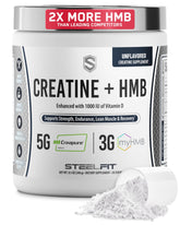 SteelFit Creatine HMB powder bottle for enhanced workouts.