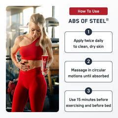 Hands massaging the Cream on the abdomen to boost toning potential