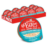 Stella & Chewy's Lil' Bites Savory Stews cup close-up showing protein-rich chicken and salmon.