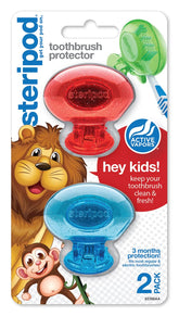 Steripod Kids toothbrush protector in red glitter keeps brushes clean and protected on the go