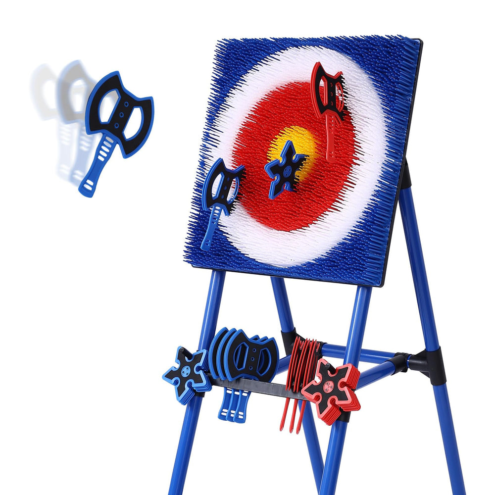 Stiatu axe-throwing bristle target for safe backyard fun and social games.
