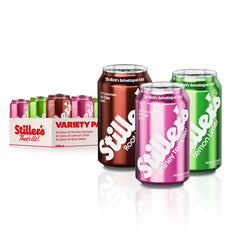 Stillers Natural Soda Variety Pack label on a can, natural ingredients for refreshing mocktails