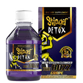 Stinger Detox Buzz grape bottle ready to sip for a natural detox boost.