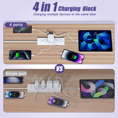 StinkLight USB charging block top view showing compact four-port design