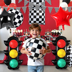 STJKRCLW traffic-light balloons provide colorful cues for a playful party setup.