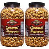 Stonehedge Farms caramel popcorn two 32 oz tubs displayed for entertaining and gifting