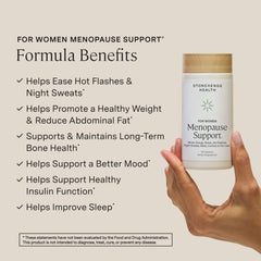 Closeup of Stonehenge Health menopause support capsules for convenient daily use