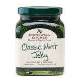 Stonewall Kitchen Classic Mint Jelly jar front view, a versatile pantry staple.
