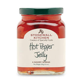 Stonewall Kitchen Hot Pepper Jelly jar front label highlights premium ingredients ideal for pairing