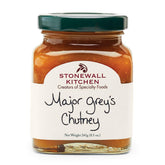 Stonewall Kitchen Major Grey's Chutney bottle showing sweet and savory pairing with cheeses