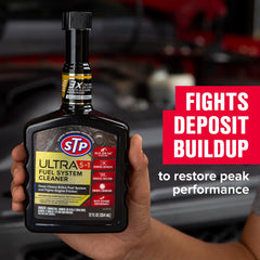STP Ultra 5in1 label closeup highlights detergents for deposit removal.