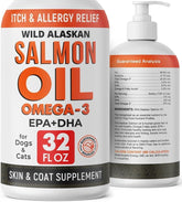 StrellaLab salmon oil bottle closeup highlighting premium wild Alaskan salmon for dogs
