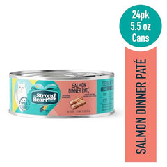 Strongheart pâté saumon avec texture luxueuse, appétit du chat stimulé.