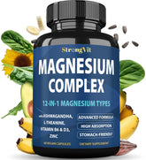 StrongVit 1000mg Magnesium Complex bottle close-up showing high absorption potential.