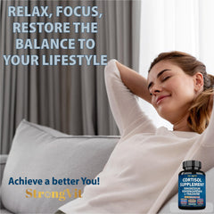 StrongVit cortisol supplements packaging box with design highlights