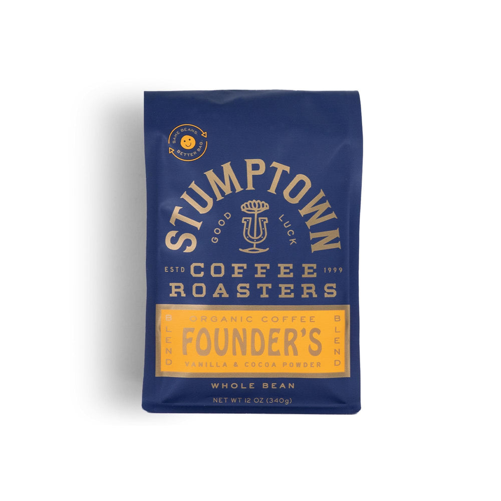 Stumptown Founder's Blend Organic Whole Bean—bright aroma for a balanced morning cup.