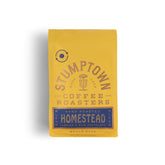 Stumptown Homestead Blend whole-bean bag ready for home brewing
