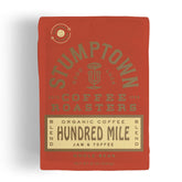 Stumptown Hundred Mile organic coffee bag front, ideal for your daily morning ritual.