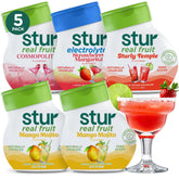 Stur mocktail pack bottle shows vibrant real-fruit flavor.
