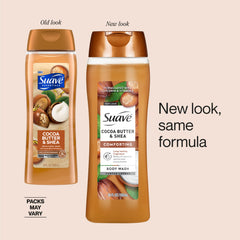 Aromas of whipped cocoa butter, coconut, and vanilla in Suave body wash.