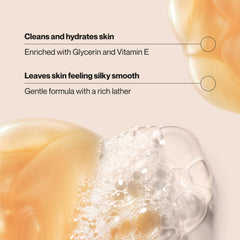 Close-up of Suave label highlighting vitamin E and paraben-free formula.