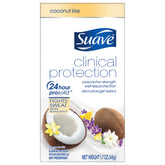 Suave Coconut Kiss bottle-front showing clinical protection for all-day dryness