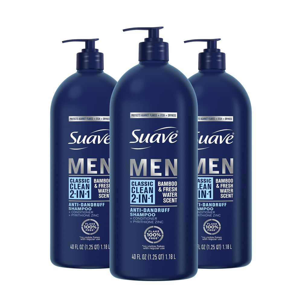 Suave Men 2-in-1 bottle with bamboo scent for daily dandruff control