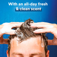 Suave Men 2-in-1 bottle on shelf showing classic clean formula