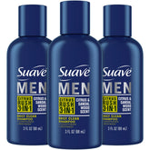 Suave Men Citrus Rush travel bottle pour showing on-the-go cleansing option
